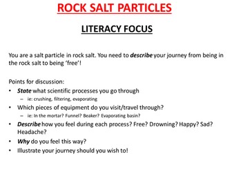 Rock salt particle story - Literacy focus