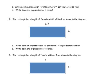 Plenary for Factorising to 1 bracket