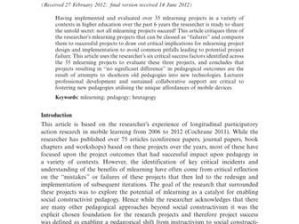 Secrets of mlearning failures: confronting reality