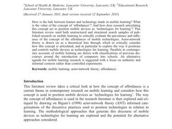 Technologies for learning? An actor-network theory