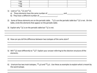 Isotopes, Moles, Reacting Mass Calculations