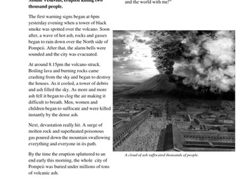 Mount Vesuvius (Pompeii) Newspaper Article