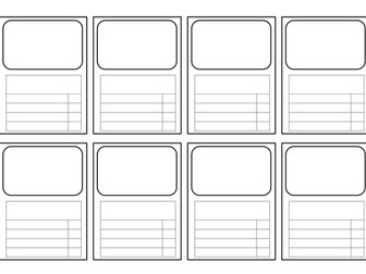 templates for Top Trumps-style cards: ALL subjects