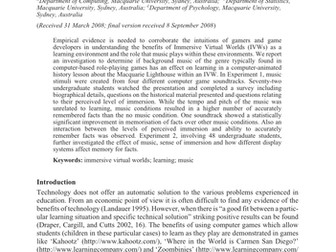 An investigation of the role of background music