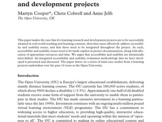 Embedding accessibility & usability:considerations