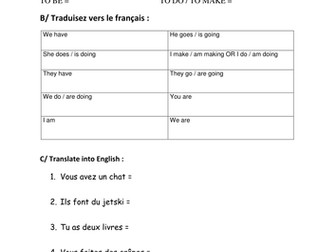 TEST on ETRE AVOIR ALLER FAIRE