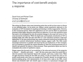 The importance of cost-benefit analysis:a response