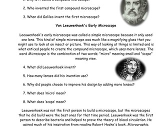 history of microscopes comprehension task