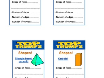 3D Shapes Top Trump Cards