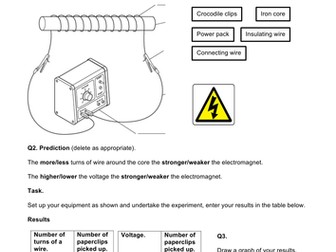 Making Electromagnets Experiment Worksheet.