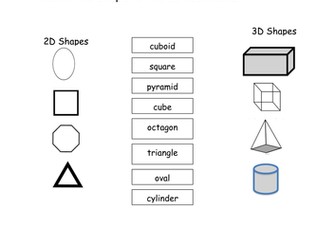 2D and 3D shape assessment worksheet