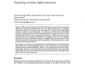 Evaluating complex digital resources