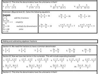 Adding and Subtracting Algebraic Fraction
