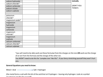 C6 ionic formulae and reactions of metals