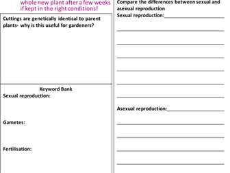 AQA sexual & asexual worksheet with cuttings