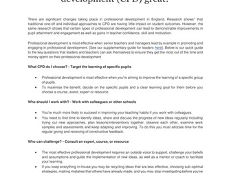 What makes good professional development great?