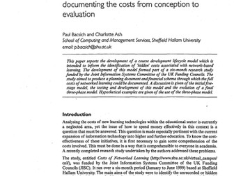 Costing the lifecycle of networked learning