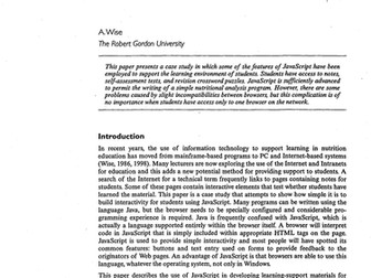 Interactive learning aided by JavaScript