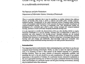 Learning style and learning strategies