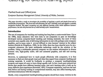 Catering for different learning styles