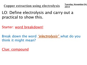 AQA extraction of copper using electrolysis