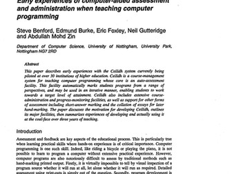 Early experiences of computer-aided assessment