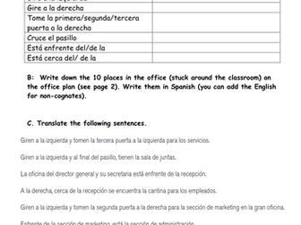 Las direcciones - worksheet