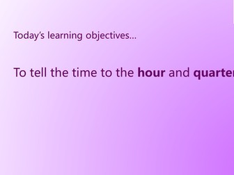 KS1 Telling the time to half and quarter hour