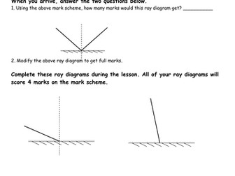 Reflection and Refraction worksheet