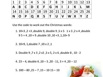 Christmas Maths Code Breaker with answers