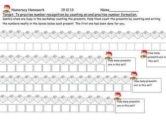 Christmas counting on and number formation
