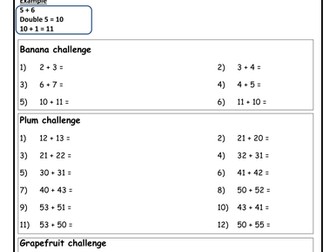 Near doubles - differentiated activities