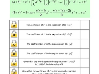 Binomial expansion lock game