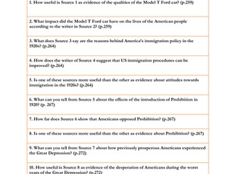 USA 1919-1942 Sourcework exercise