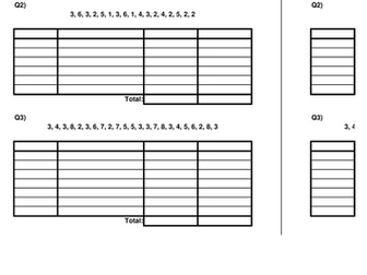 Frequency Table Worksheet