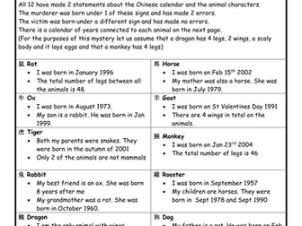 Chinese New Year Mini Murder Mystery