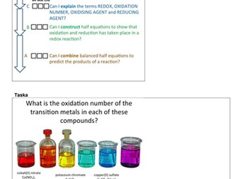 Redox lesson plan and activities A2 OCR A Chem