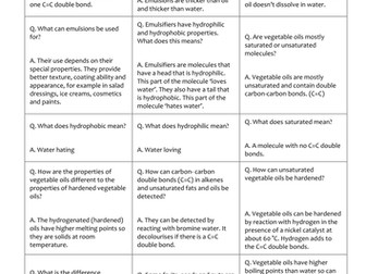 1.6 Veg oils and emulsion quiz quiz trade cards