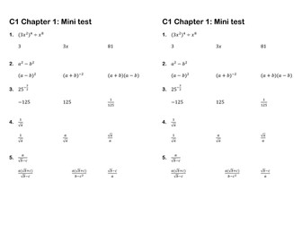 C1 Edexcel chapter summary tests