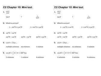 C2 Edexcel chapter summary tests