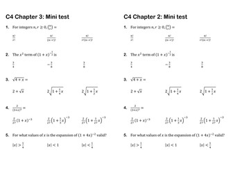 C4 Edexcel chapter summary tests