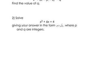 Solving by completing the square grade A