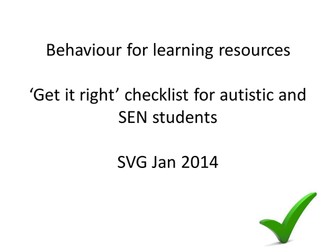 Behaviour for learning student checklist