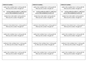 Inverse operations: I think of a number
