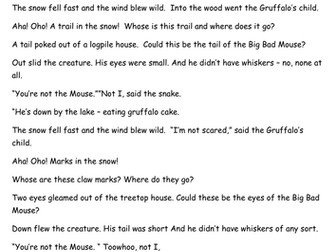 The Gruffalo's Child Comprehension  Year 1