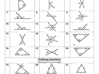 Mixed practice questions using basic angle facts