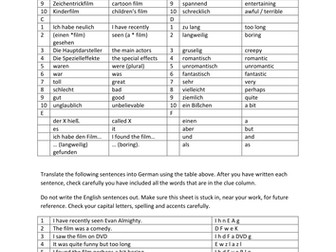 Writing film reviews in German (translation)