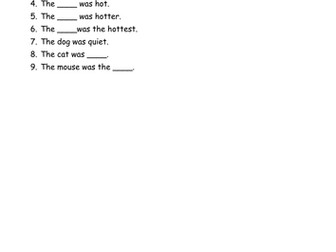 Comparative and Superlative activities for year 5