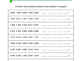 Ordering 3 decimal place numbers