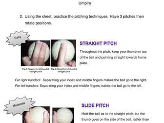 Softball Pitching Resource Card